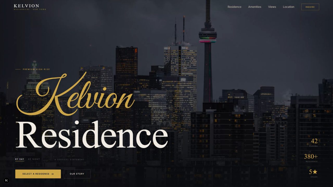 Haven Properties website: residence hero, still from the project recording